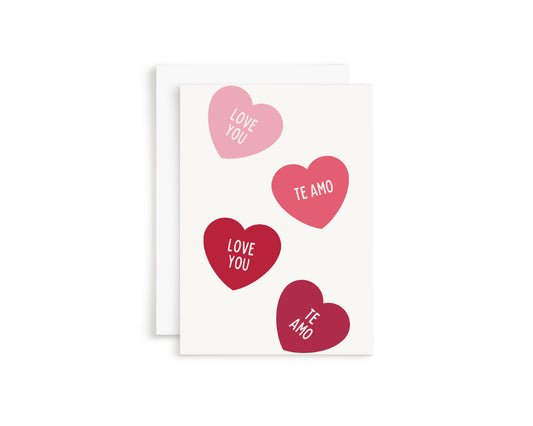 Te Amo Hearts Greeting Card
