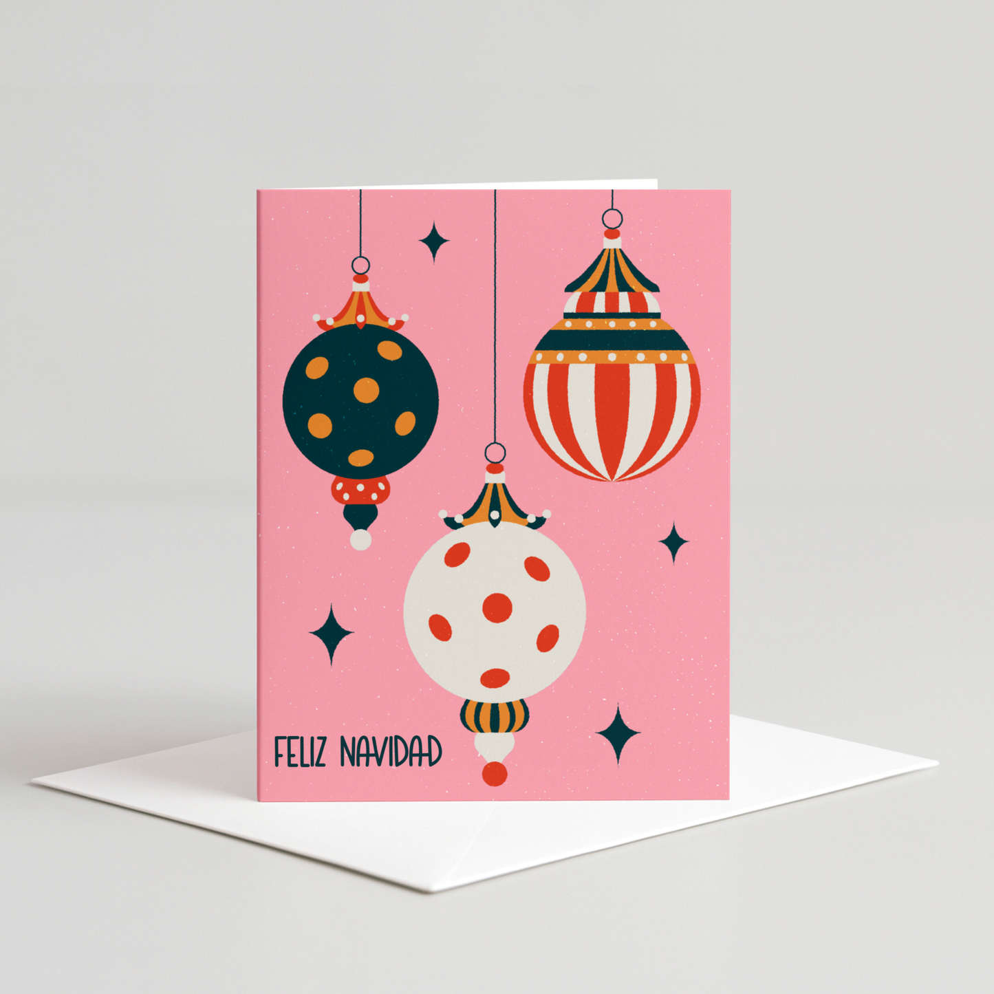 Feliz Navidad Ornaments Card