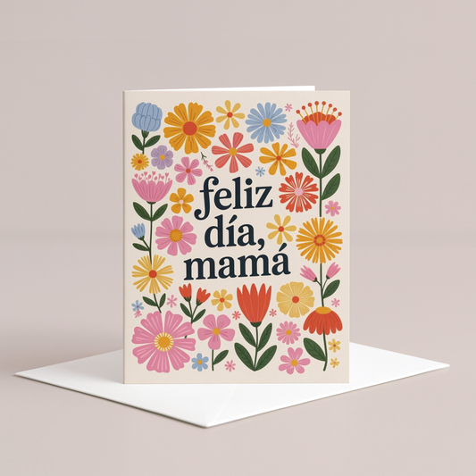 Retro Flowers Mamá Card