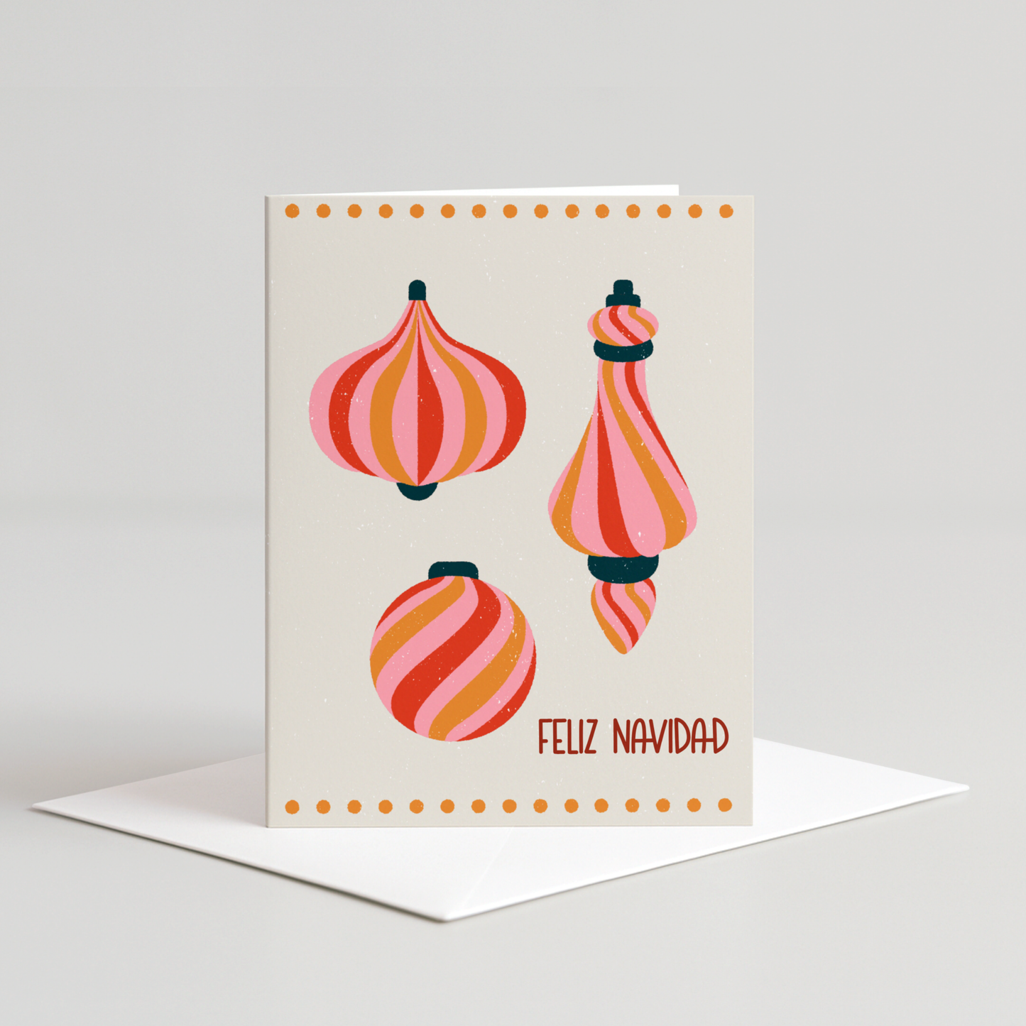 Feliz Navidad Pink Ornaments Card