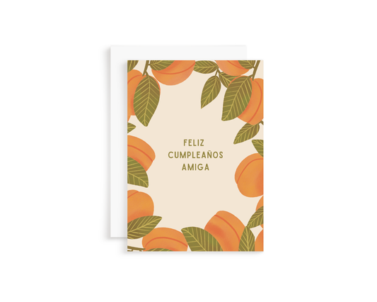 Peach Feliz Cumpleaños Greeting Card