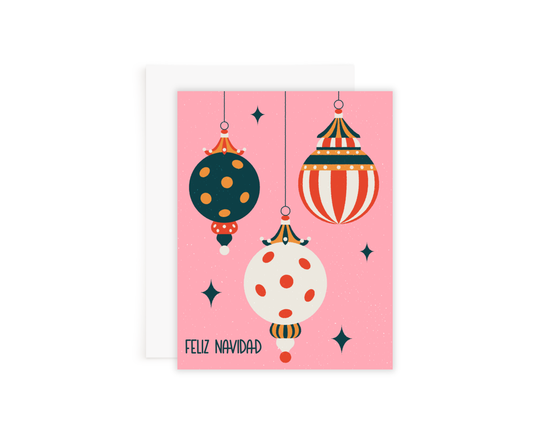 Feliz Navidad Ornaments Card